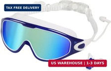 Swim Goggles for Adults, Wide View Anti-Fog  UV Swimming Goggles with Nose Clip