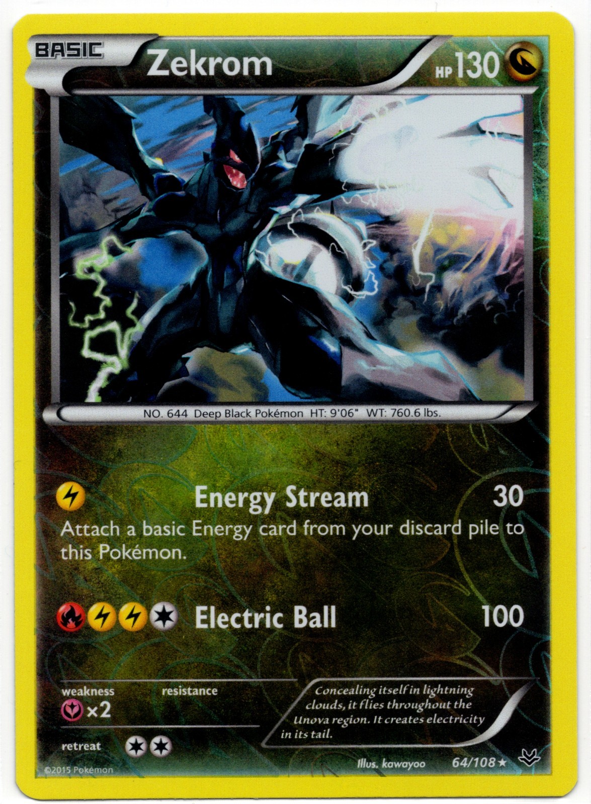 Pokemon - Zekrom 64/108 Roaring Skies Reverse Holo LP