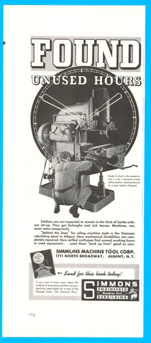 Simmons Engineers soldiers war effort milling machine Albany print ad 1942 - 第 1/3 張圖片