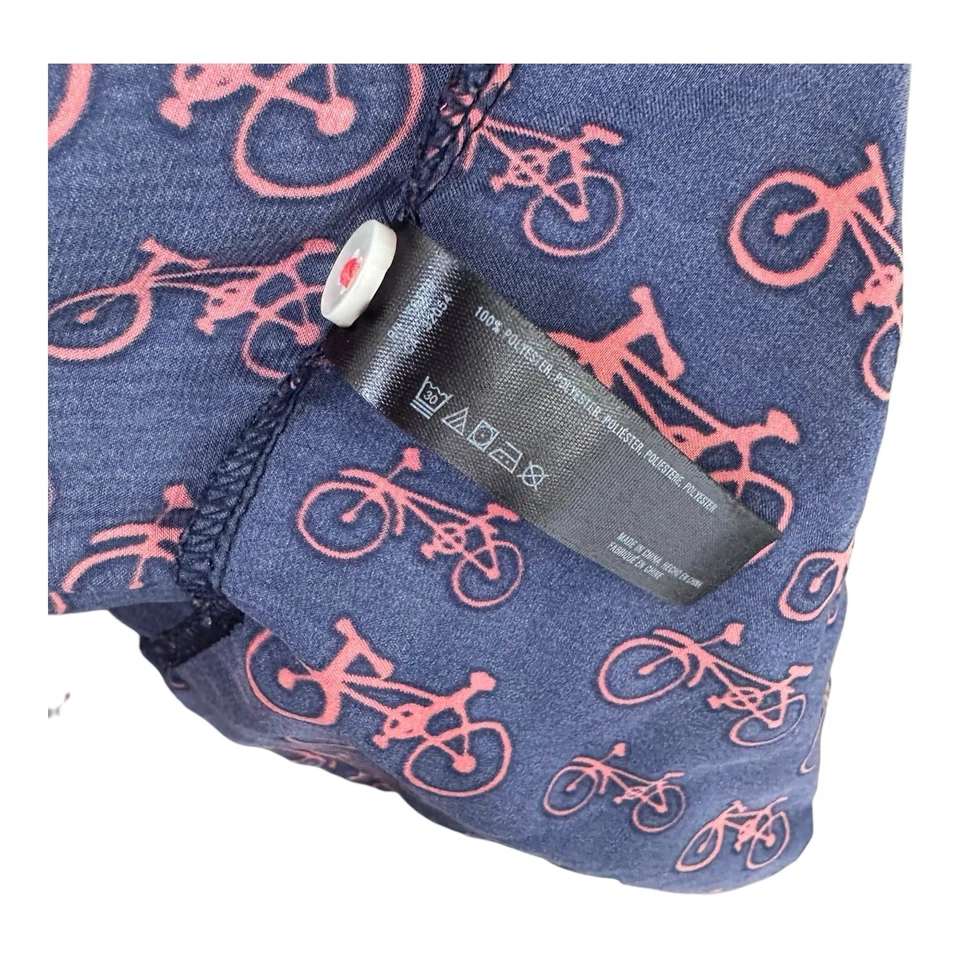 Pantalones de pijama Anthropologie Eloise XS rosa estampado de bicicleta azul marino salón Foto 3 de 4