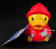 Lux Ducks - Red Fire Fighter Rubber Duck - Approx. 2.75" High - Toymendous!