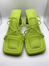 River Island Knotted Strappy Strappy Block Heel Faux Leather Sandals Lime Green
