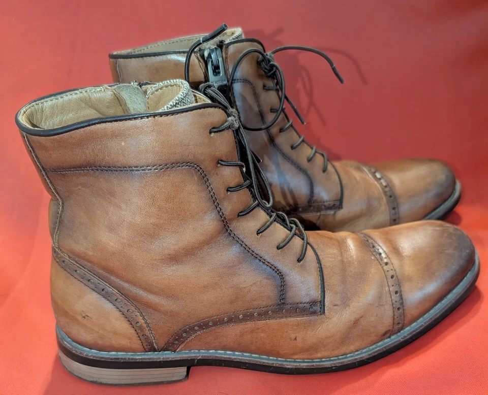Kenneth Cole Reaction Brown Zipper Boots Pre Owned Great Condition - Image 3 of 4