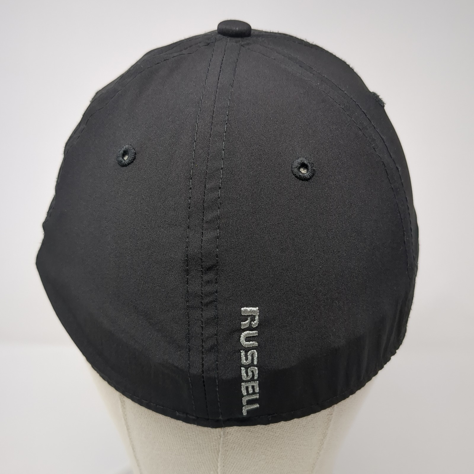 Russell Fitted Baseball Hat Solid Black Medium Em… - image 6