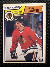 Steve Larmer 1983-84 O-Pee-Chee #105 RC NM-MT+ Rookie Card Blackhawks. rookie card picture