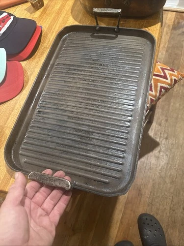 ALL- CLAD Double Burner Grill Griddle Non Stick 2- Handled Pan Size 20x13