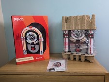 Retro Bluetooth Tabletop Jukebox CD Player with Radio & Flashing Lights By Reka.