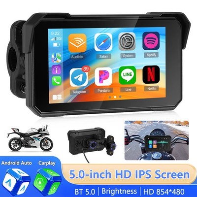 5'' Wireless CarPlay Android Auto Portable Screen Waterproof Motorcycle Navigator