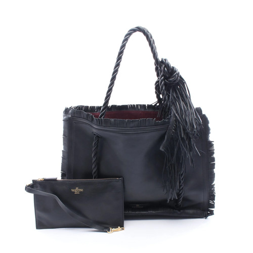 VALENTINO GARAVANI Tote Bag Black Leather #RCB6338