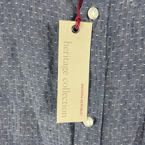 Banana Republic 100% Leinen Hemd Herren XL Blau Knopfleiste Tailored Slim Fit NEU - Bild 4 von 8