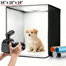 16" LED Photo Studio Light Box Folding Photography Shooting Tent Background Kit