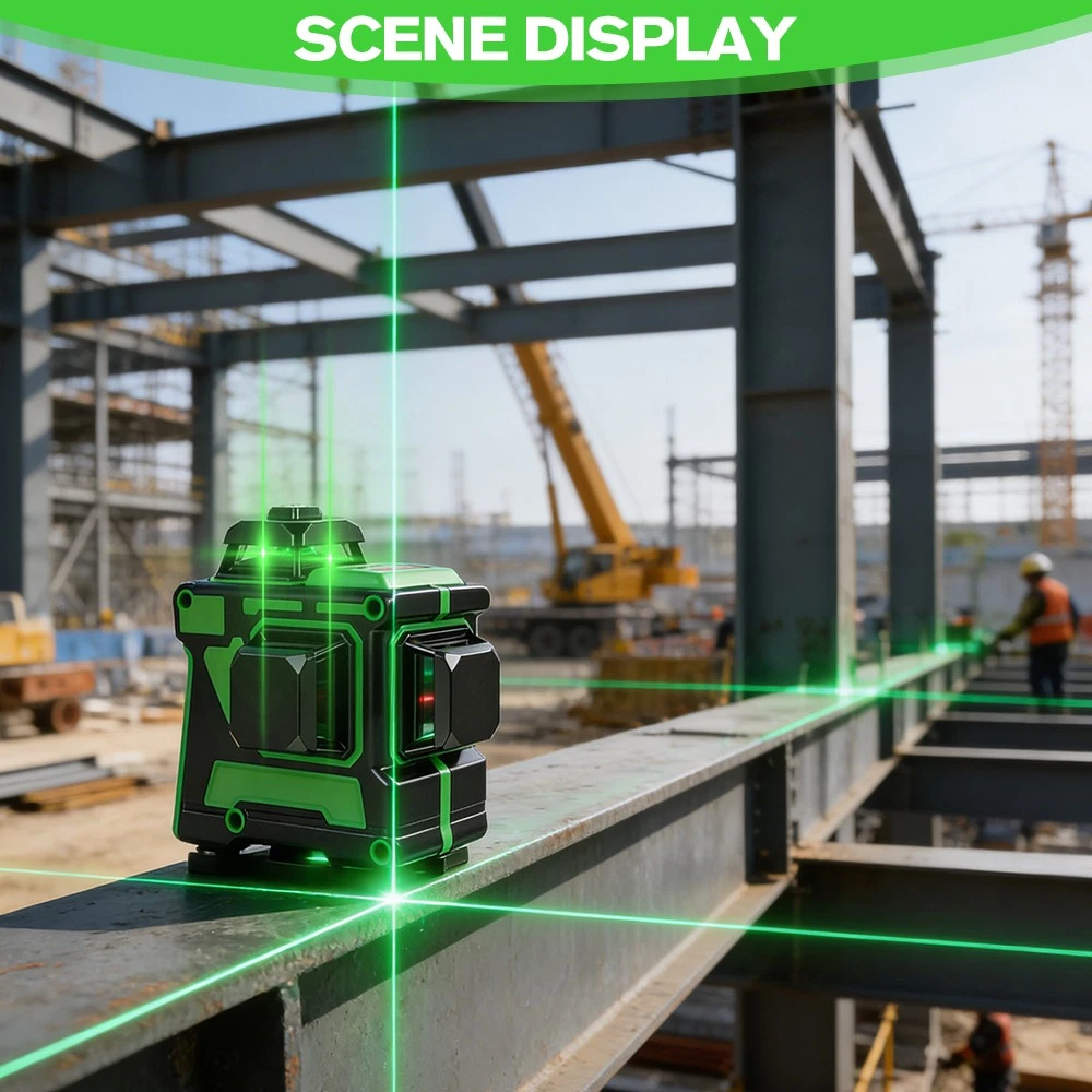 Laser Level 360°4D 12 Lines Laser Self Leveling Cross Measure Tool Kit Green US