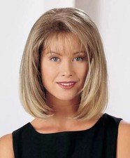 Straight Bob Medium Ash Mix Blonde 12 Inches Synthetic Hair Wig With Bangs Women