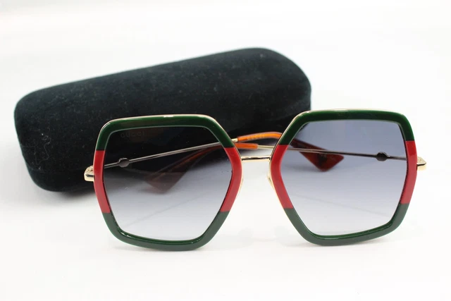 20 Gucci Red & Green Sunglasses GG01065 w/ Case Cloth & Sleeve