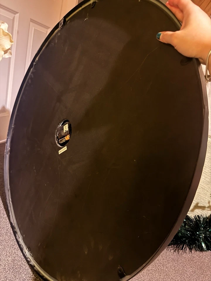 Extra Large Clock Mirror Heavy Metal Battery Operated Roman Numerals Home Decor - Image 2 of 2