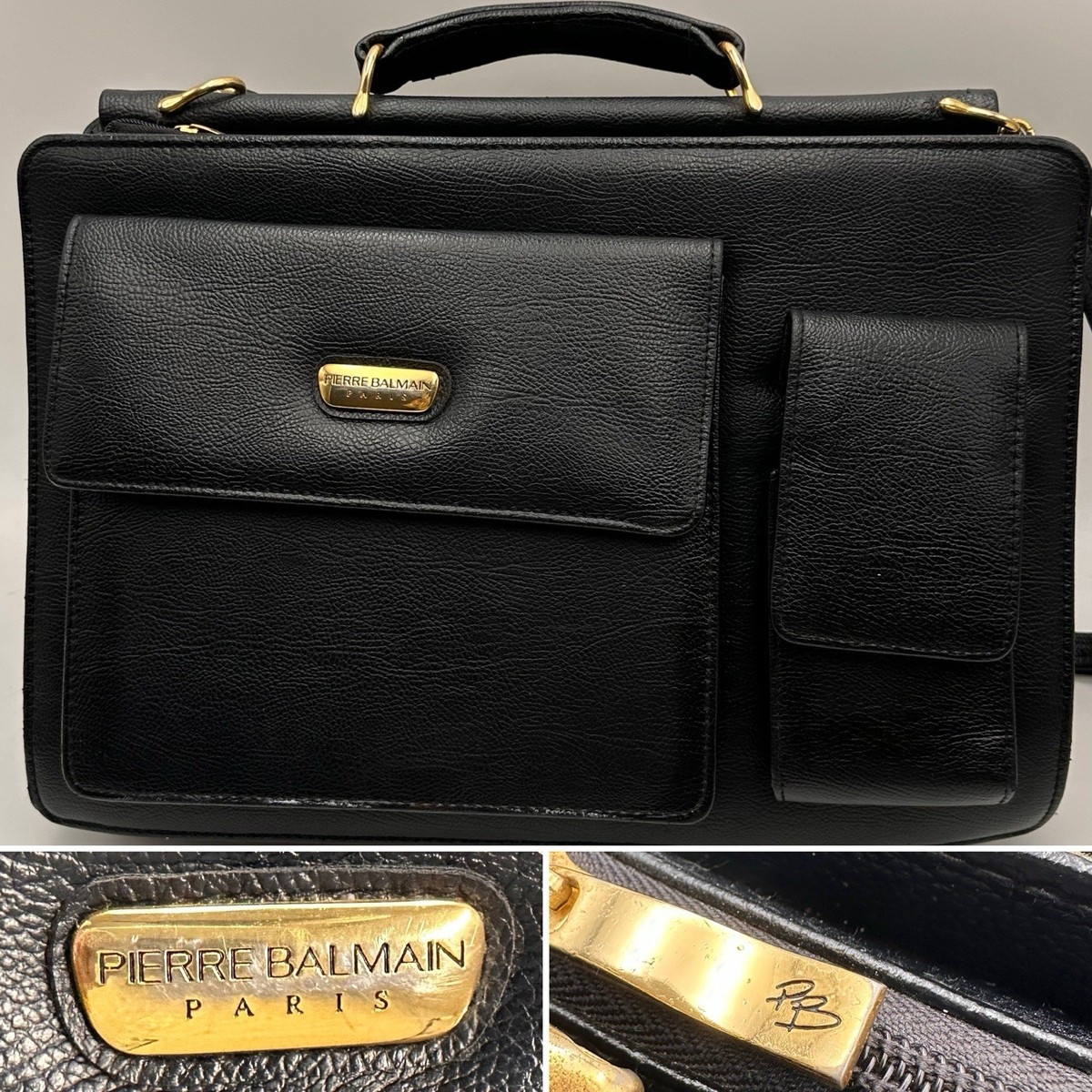 PIERRE BALMAIN PARIS BRIEFCASE DOCUMENT LAPTOP BAG BLACK VINTAGE