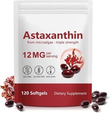 Astaxanthin 12mg - 120 Weichkapseln Natürliche Formel mit Hoher Absorption