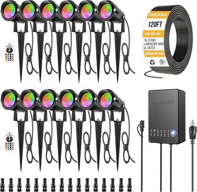 All-In-One RGB Low Voltage Landscape Lighting Kit, 5W LED Color Changing Landsca