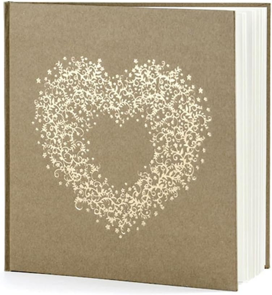 GäStebuch Hochzeit, HochzeitsgäStebuch - Kraftpapier Mit Gold Herz - Fotoalbum,-image
