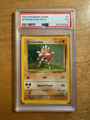 1999 Pokemon Base Set Hitmonchan Holo 7/102 PSA 5 EX 7/102