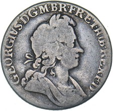 1723 SSC Shilling (2nd Bust) - George I British Silver Coin