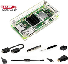 Raspberry Pi Zero Case, Case for Raspberry Pi Zero 2 W, with Heatsink, HDMI Adap