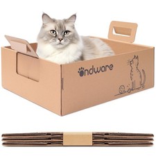 3PCS Folding Disposable Cardboard Litter Boxes Portable Waterproof 17.5x13.6x5.3