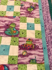 Summertime Frog Quilted Lap Blanket Reversible Throw 34  X34  