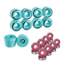 C7skates Roller Skate Wheels, Stoppers, Bearings Bundle - Aquamarine