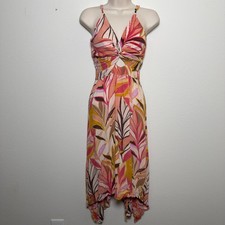 Women Fairy Asymmetrical Babydoll Midi Dress Small Paradise Floral Resort