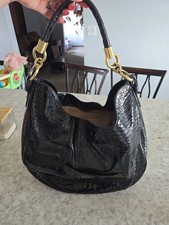 Brahmin Black Leather Carmela Crocodile-Embos...