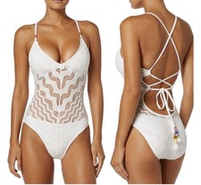 Robin Piccone Sophia White Lace One Piece Swimsuit NWT Size 4 158 MSRP