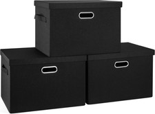 3 Pack 36Qt Collapsible Storage Bins with Lids Stackable Fabric Boxes