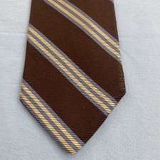 Brooks Brothers Makers All Silk Repp Stripe Tie Brown Blue vtg USA 4x59 Read