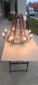 wine barrel chandelier- made from real Napa ca wine barrel.