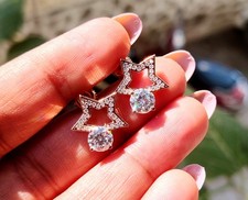 1.50Ct Round Cut Lab Created Diamond Star Stud Earrings 14K Rose Gold Plated