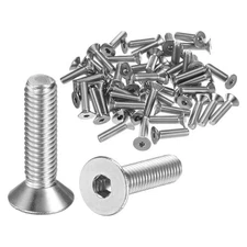 50pcs Flat Head Machine Screws Hex M5x0.8 Stainless Steel 20mm Length