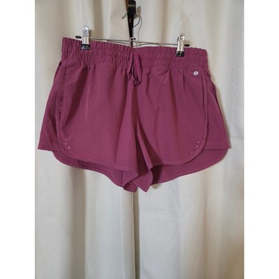 Layer 8 Womens Qwick-Dry Running Shorts Plum Purple Large L Drawstring Workout