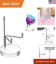 Adjustable Acrylic Display Stand with Silver Accents for Crystals Collectibles