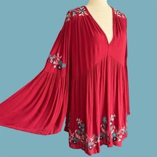 Free People Oversize Boho Mini Dress XS Exaggerated Flare Hippie Festival Phoebe