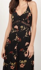 Tobi Womens Take Me Away Floral Lace Waist Midi Dress Size Medium 