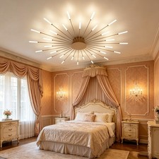 Modern Gold Fireworks Ceiling Light Hollow Flush Mount Bedroom Living Room Lamp