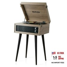 3-Speed Record Player, Bluetooth Turntable with Built-in Speakers and oatmeal