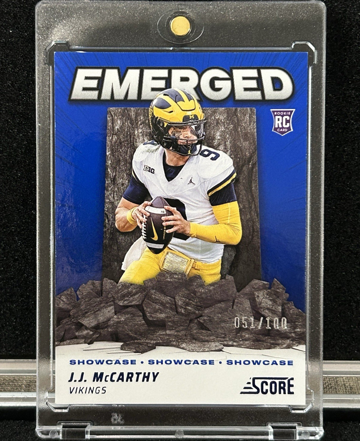 Panini 2024 Score Emerged Showcase Rookie J.J. McCarthy /100 Vikings Card