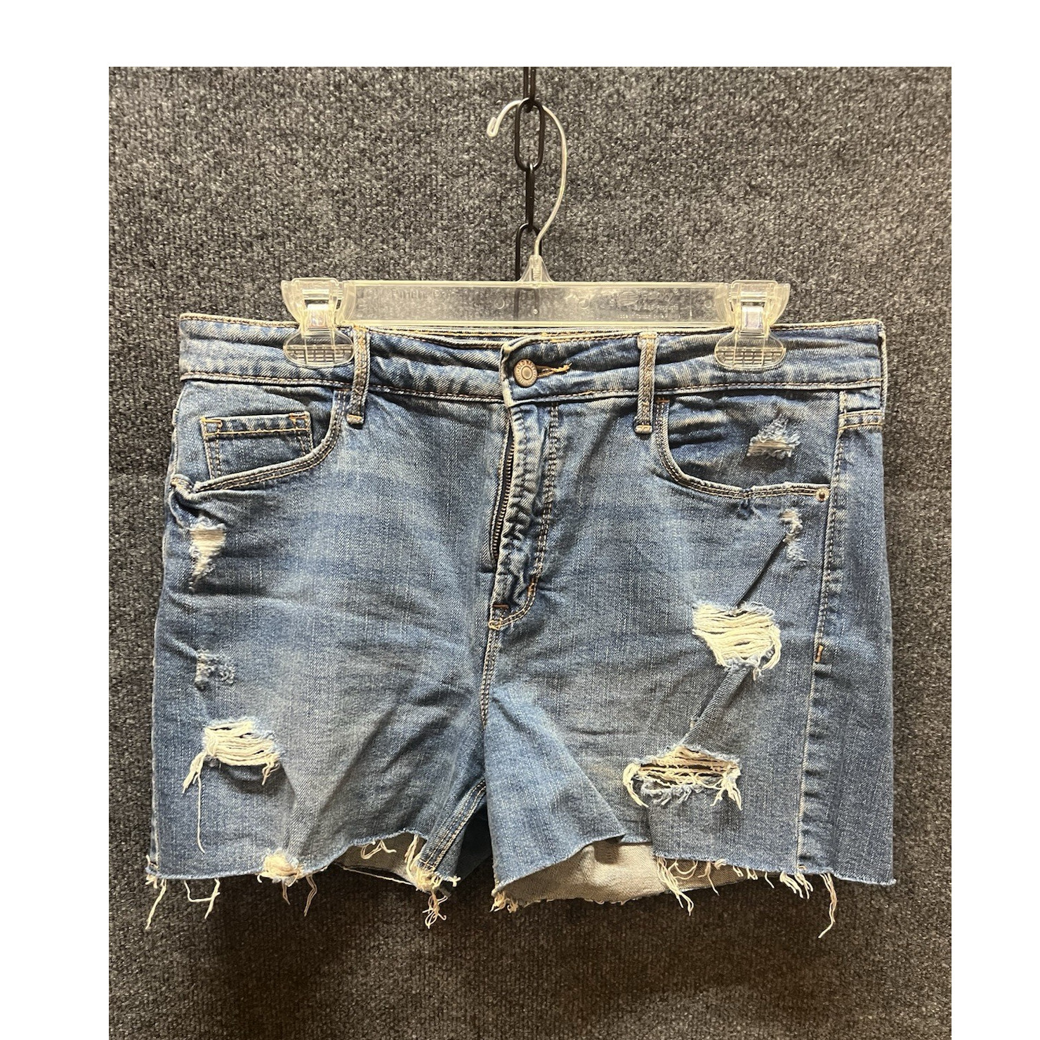Old Navy Women's High Rise Secret-Slim Pockets Cutoff Shorts Blue 10