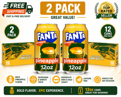 Fanta Pineapple Soda 12 Pack Cans 12oz 2 Pack Soft Drink Caffeine Free
