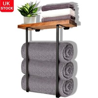 Towel Rack Wall Mounted,Towel Rail with Shelf and 3 Bars for Small Bathroom