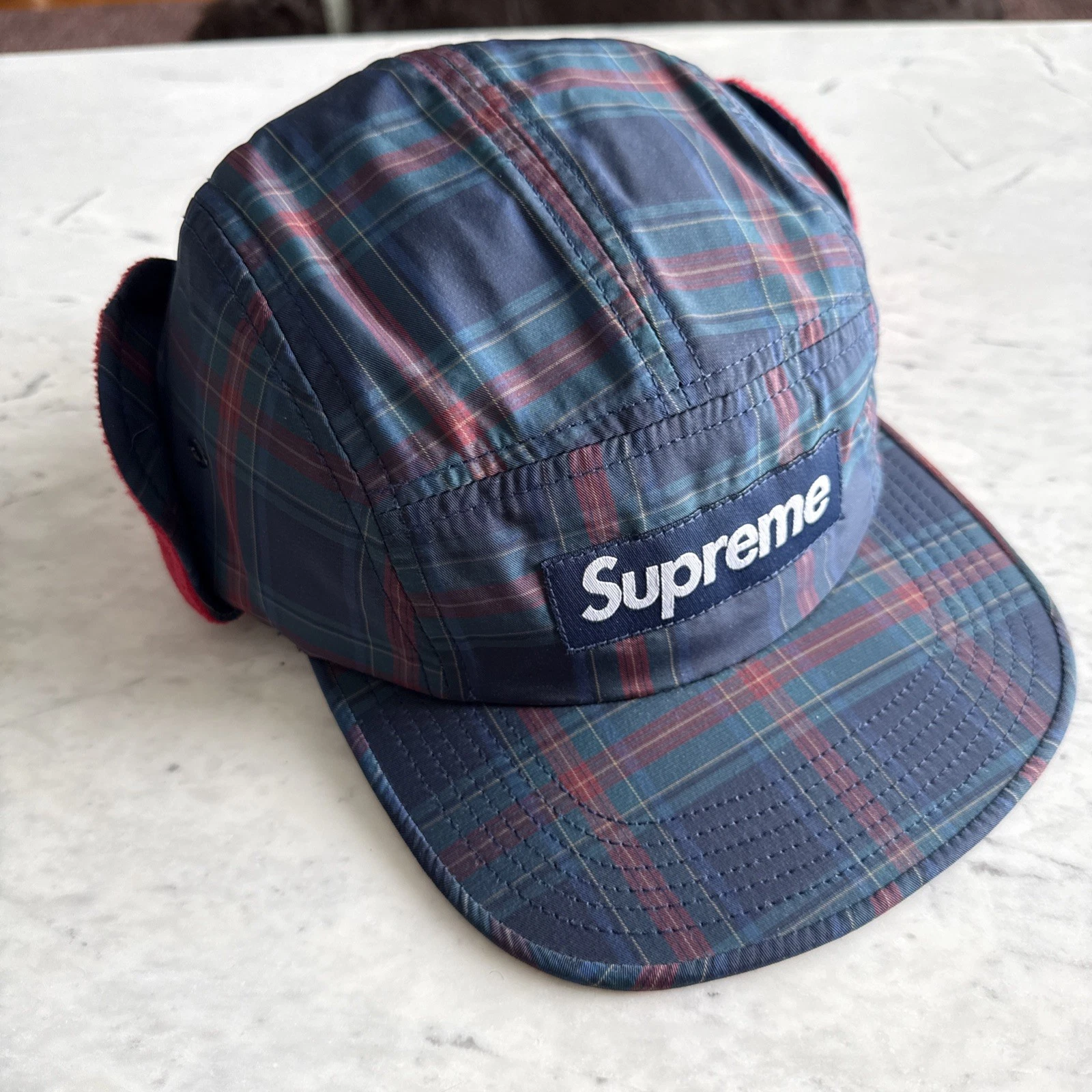 Supreme Navy Fleece Line Ear Flap Camp Cap FW14