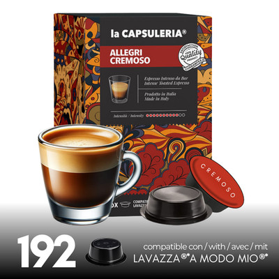Caffè Allegri Cremoso 192 Kapseln kompatibel mit Lavazza A Modo Mio