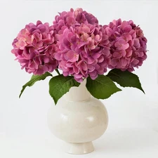 ZYTUYO Magenta Hydrangea Artificial Flowers 4PCS 19.6 inch Silk Real Touch La...